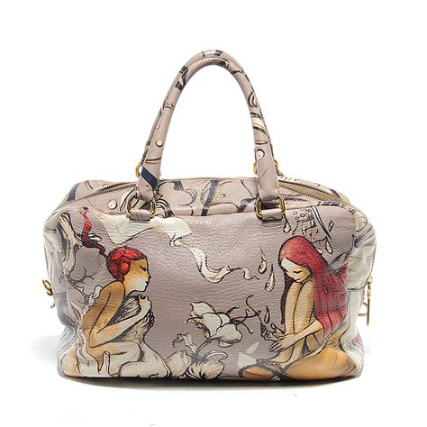 prada cervo lux fairy bag|Limited Edition Prugna Cervo Lux Print Fairy Satchel Bag BL0520.